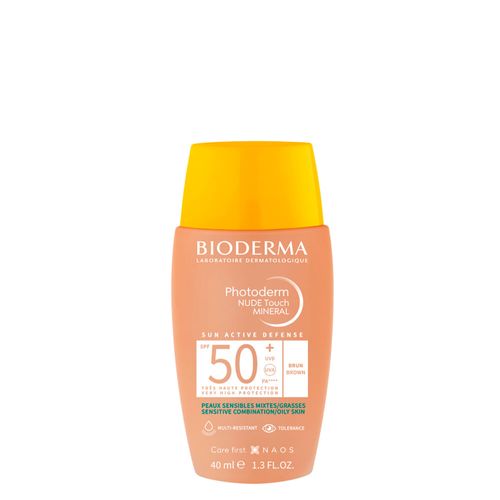 Protetor Solar Facial Natural Bioderma Photoderm Nude Touch Mineral Fps 50+ Escuro 40ml Escuro