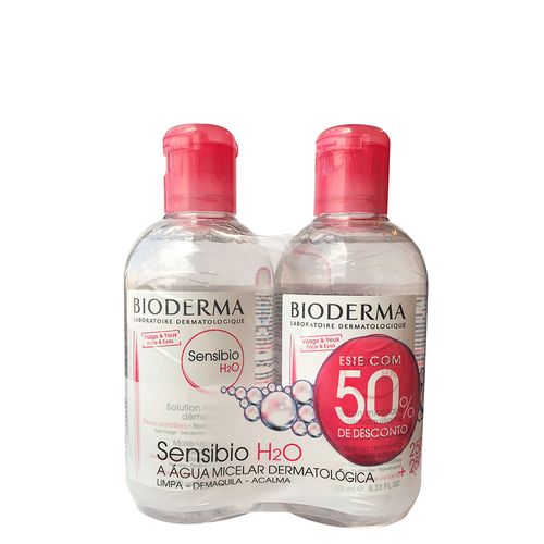 Kit 2 Águas Micelar Facial de Limpeza Bioderma Sensibio H2O 250ml Kit 2 Águas Micelar Facial de Limpeza Bioderma Sensibio H2O 250 ml