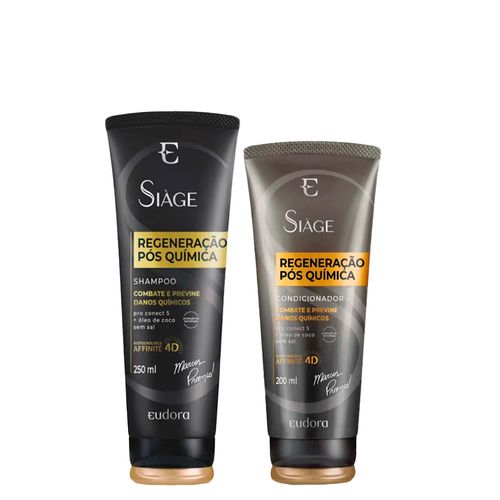 Kit Eudora Siàge Regeneração Pós Química 4D - Shampoo 250ml + Condicionador 200ml Kit Kit Eudora Siàge Regeneração Pós Química 4D - Shampoo 250ml + Condicionador 200ml Kit