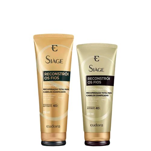 Kit Eudora Siàge Reconstrói os Fios 4D - Shampoo 250ml + Condicionador 200ml Kit