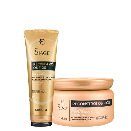 Kit Eudora Siàge Reconstrói os Fios 4D - Shampoo 250ml + Máscara de Reconstrução 250g Kit