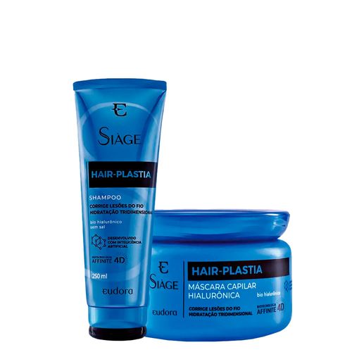 Kit Eudora Siàge Hair Plastia - Shampoo 250ml + Máscara de Hidratação 250g Kit Kit Eudora Siàge Hair Plastia - Shampoo 250ml + Máscara de Hidratação 250g Kit