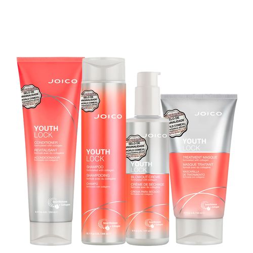 Kit Youth Joico - Shampoo 300ml + Condicionador 250ml + Máscara 150ml + Leave-In 177ml Kit Kit Youth Joico - Shampoo 300ml + Condicionador 250ml + Máscara 150ml + Leave-In 177ml Kit