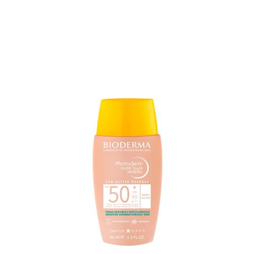 Protetor Solar Facial Bioderma Photoderm Nude Touch Mineral FPS50+ Cor 3.0 Dourado 40ml Dourado