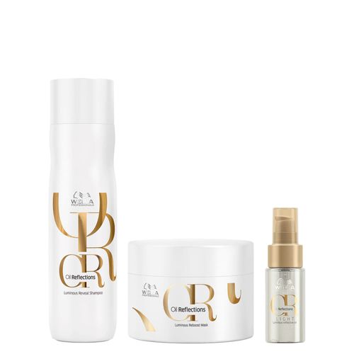 Kit Wella Oil Reflections - Shampoo 250ml + Máscara 150ml + Óleo Light 30ml Kit