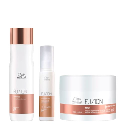 Kit Wella Professionals Fusion - Shampoo 250ml + Máscara 150ml + Tratamento Reconstrução 70ml Kit Kit Wella Professionals Fusion - Shampoo 250ml + Máscara 150ml + Tratamento Reconstrução 70ml Kit