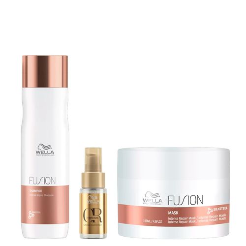 Kit Wella Professionals Fusion - Shampoo 250ml + Máscara 150ml + Óleo 30ml Kit