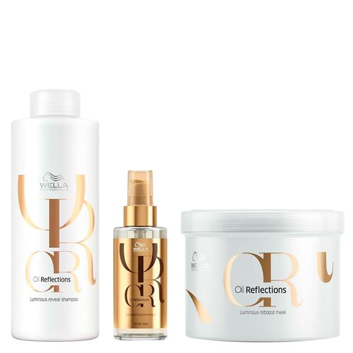 Kit Wella Oil Reflections - Shampoo 1000ml + Máscara 500ml + Óleo 100ml Kit Kit Wella Oil Reflections - Shampoo 1000ml + Máscara 500ml + Óleo 100ml Kit