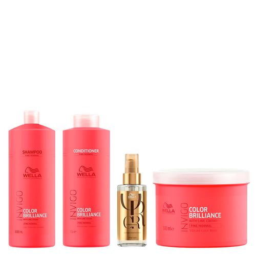 Kit Wella Professionals Invigo Color Brilliance - Shampoo 1000ml + Condicionador 1000ml + Máscara 500ml + Óleo Capilar 100ml Kit Kit Wella Professionals Invigo Color Brilliance - Shampoo 1000ml + Condicionador 1000ml + Máscara 500ml + Óleo Capilar 100ml Kit