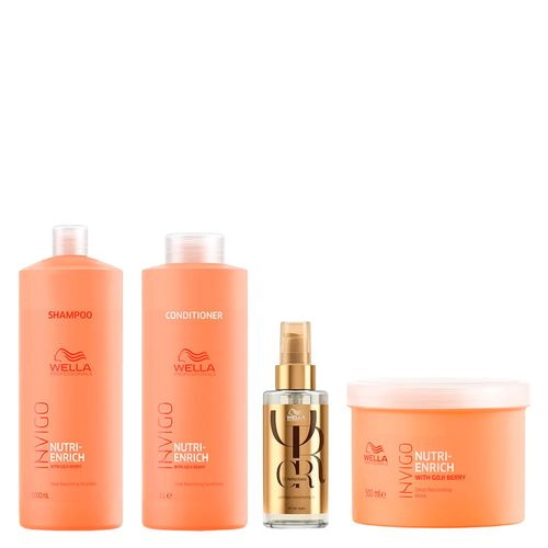 Kit Wella Professionals Invigo Nutri Enrich - Shampoo 1000ml + Condicionador 1000ml + Máscara 500ml + Óleo 100ml Kit