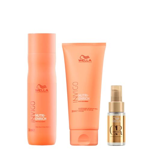 Kit Wella Professionals Invigo Nutri Enrich - Shampoo 250ml + Condicionador 200ml + Óleo Capilar 30ml Kit