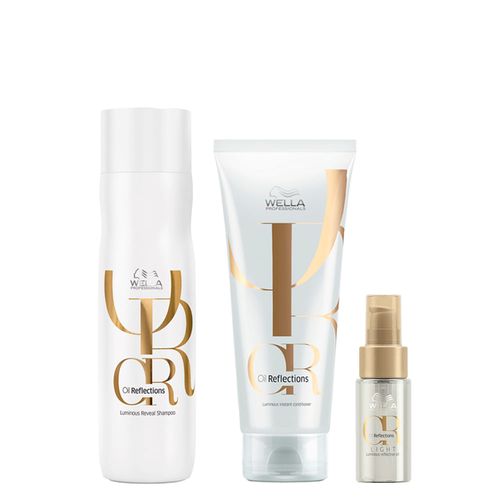 Kit Wella Oil Reflections - Shampoo 250ml + Condicionador 200ml + Óleo Light 30ml Kit