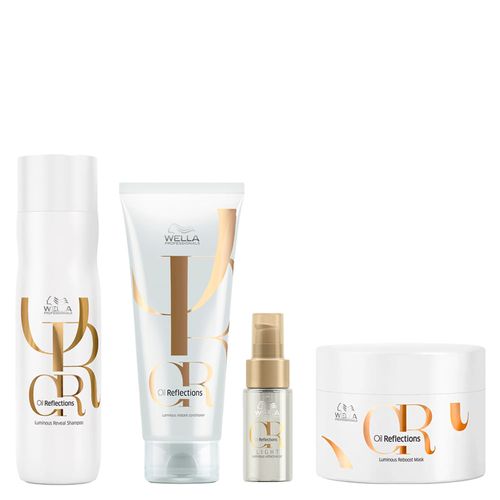 Kit Wella Oil Reflections - Shampoo 250ml + Condicionador 200ml + Máscara 150ml + Óleo Light 30ml Kit