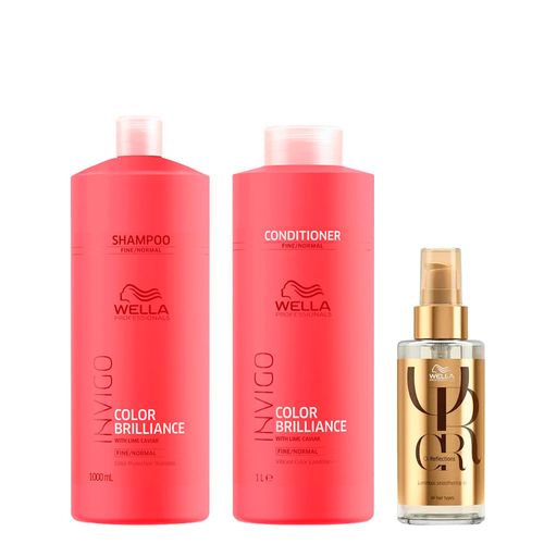 Kit Wella Professionals Invigo Color Brilliance - Shampoo 1000ml + Condicionador 1000ml + Óleo Capilar 100ml Kit