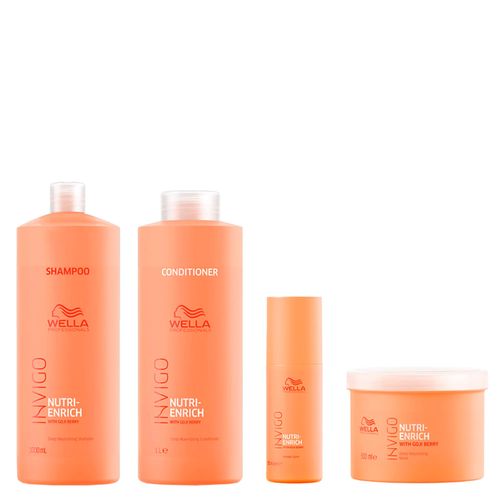 Kit Wella Professionals Invigo Nutri Enrich - Shampoo 1000ml + Condicionador 1000ml + Máscara 500ml + Leave-In 150ml Kit Kit Wella Professionals Invigo Nutri Enrich - Shampoo 1000ml + Condicionador 1000ml + Máscara 500ml + Leave-In 150ml Kit