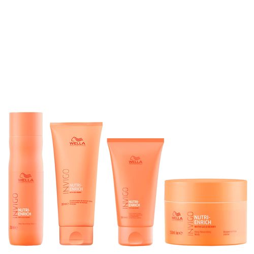 Kit Wella Professionals Invigo Nutri Enrich - Shampoo 250ml + Condicionador 200ml + Máscara 150ml + Leave-In Control 150ml Kit Kit Wella Professionals Invigo Nutri Enrich - Shampoo 250ml + Condicionador 200ml + Máscara 150ml + Leave-In Control 150ml Kit