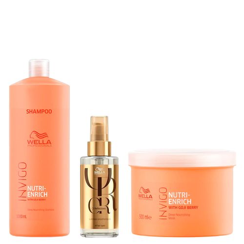 Kit Wella Professionals Invigo Nutri Enrich - Shampoo 1000ml + Máscara 500ml + Óleo 100ml Kit