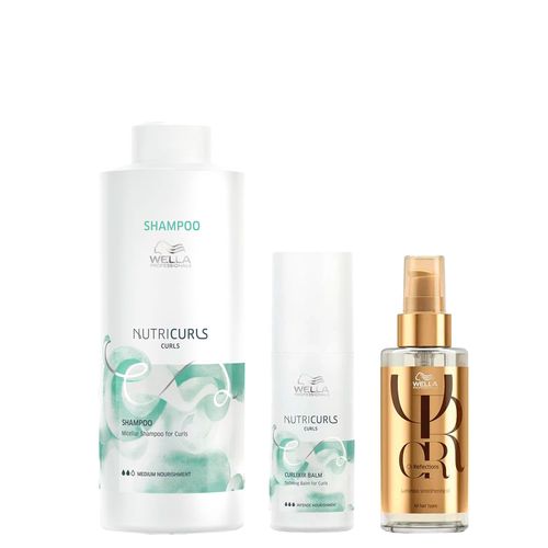 Kit Wella Professionals Nutricurls - Shampoo 1000ml + Leave- In 150ml + Óleo 100ml Kit Kit Wella Professionals Nutricurls - Shampoo 1000ml + Leave- In 150ml + Óleo 100ml Kit