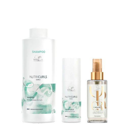 Kit Wella Professionals Nutricurls - Shampoo 1000 ml + Leave- in 150 ml + Óleo Light 100 ml Kit