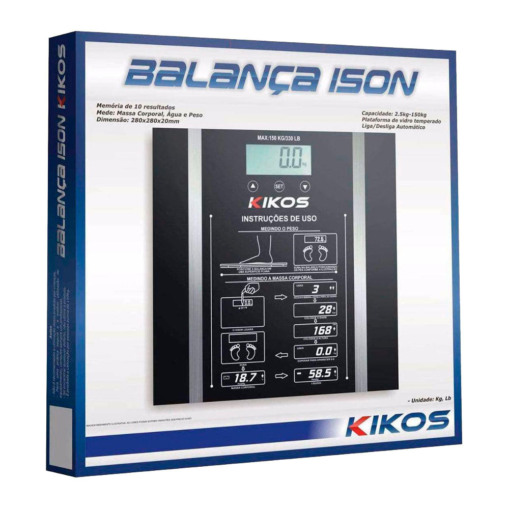 Balança Digital Kikos Ison Preta 150kg - Drogarias Pacheco