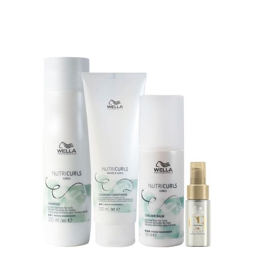 Kit Wella Professionals Nutricurls - Shampoo 250 ml + Condicionador Co Wash 250 ml + Leave- in 150 ml + Óleo Ligth- 30 ml Kit Kit Wella Professionals Nutricurls - Shampoo 250 ml + Condicionador Co Wash 250 ml + Leave- in 150 ml + Óleo Ligth- 30 ml Kit