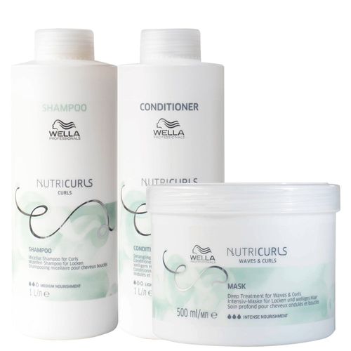 Kit Wella Professionals Nutricurls - Shampoo 1000ml + Condicionador 1000ml + Máscara 500ml Kit