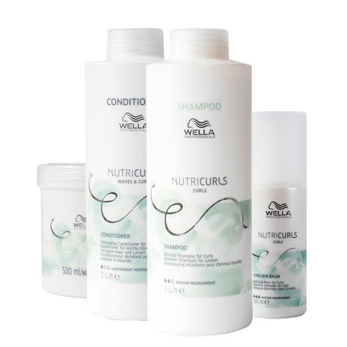 Kit Wella Professionals Nutricurls - Shampoo 1000 ml + Condicionador 1000 ml + Máscara 500 ml + Leave- in 150 ml Kit Kit Wella Professionals Nutricurls - Shampoo 1000 ml + Condicionador 1000 ml + Máscara 500 ml + Leave- in 150 ml Kit