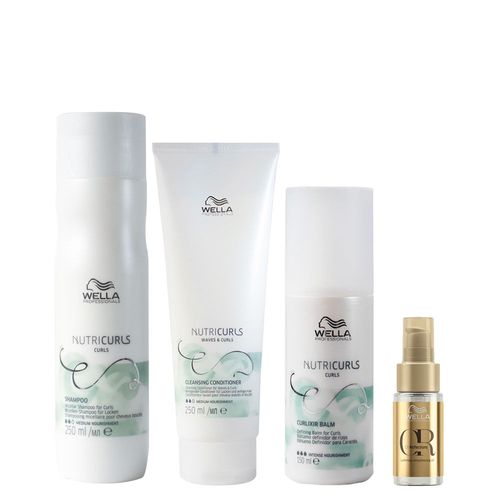 Kit Wella Professionals Nutricurls - Shampoo 250 ml + Condicionador Co- Wash 250 ml + Leave- in 150 ml + Óleo 30 ml Kit Kit Wella Professionals Nutricurls - Shampoo 250 ml + Condicionador Co- Wash 250 ml + Leave- in 150 ml + Óleo 30 ml Kit