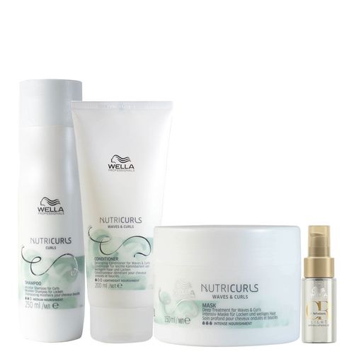 Kit Wella Professionals Nutricurls - Shampoo 250 ml + Condicionador 200 ml + Máscara 150 ml + Óleo Light 30 ml Kit