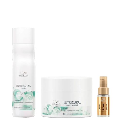 Kit Wella Professionals Nutricurls - Shampoo 250ml + Máscara 150ml + Óleo 30ml Kit