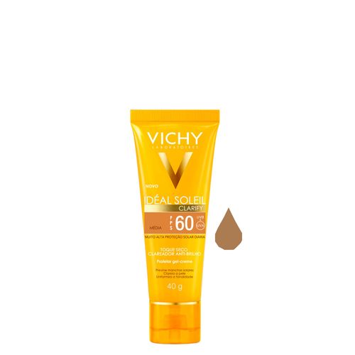 Protetor Solar Facial Semi-Matte Fps 60 Vichy Idéal Soleil Média 40g Média