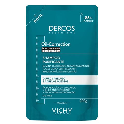Kit com 2 Unidades de Shampoo Dercos Purificante Oil-Correction Com Ácido Salicílico e Zinco Pca Refil Com 200G Vichy