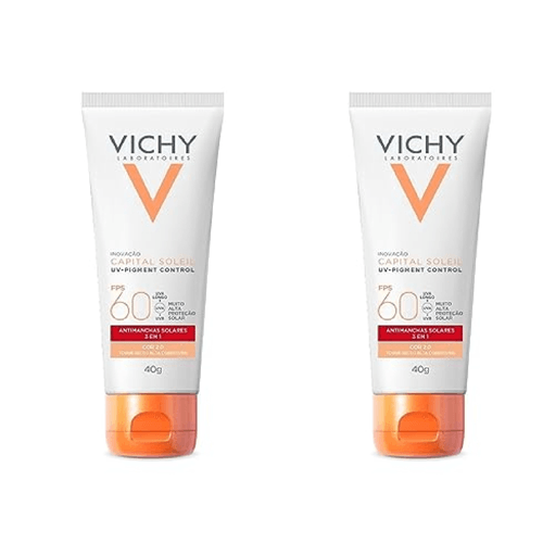 Kit com 2 Unidades de Protetor Solar Facial Vichy Capital Soleil UV-Pigment Control FPS 60 Cor 2.0 40g Kit com 2 Unidades de Protetor Solar Facial Vichy Capital Soleil UV-Pigment Control FPS 60 Cor 2.0 40g