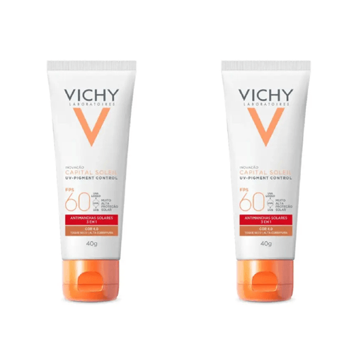 Kit com 2 Unidades de Protetor Solar Facial Vichy Capital Soleil UV-Pigment Control FPS 60 Cor 4.0 40g Kit com 2 Unidades de Protetor Solar Facial Vichy Capital Soleil UV-Pigment Control FPS 60 Cor 4.0 40g