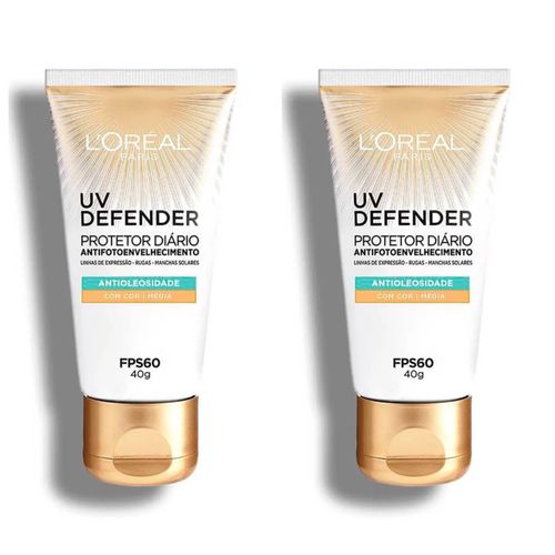 Kit com 2 Unidades de Protetor Solar Facial L'Oreal UV Defender FPS 60 Antioleosidade 40g