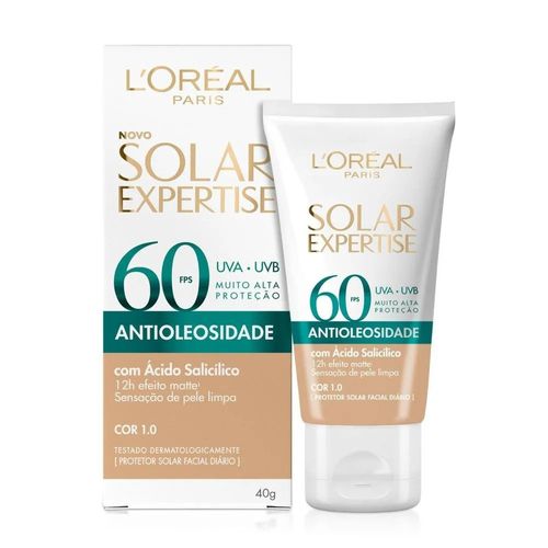 Kit com 2 Unidades de Protetor Solar Facial L'Oréal Paris Solar Expertise Antioleosidade FPS60 Cor 1.0 Clara 40g