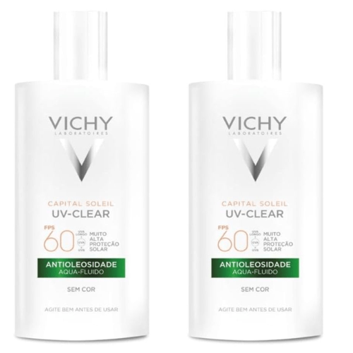 Kit com 2 Unidades de Vichy Capital Soleil Uv-Clear Protetor Solar Sem Cor FPS60 40g Kit com 2 Unidades de Vichy Capital Soleil Uv-Clear Protetor Solar Sem Cor FPS60 40g