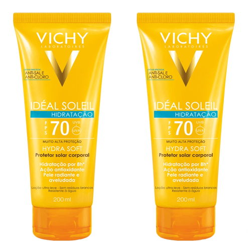 Kit com 2 Unidades de Vichy Protetor Solar Idéal Soleil Hydrasoft FPS70 200ml Kit com 2 Unidades de Vichy Protetor Solar Idéal Soleil Hydrasoft FPS70 200ml