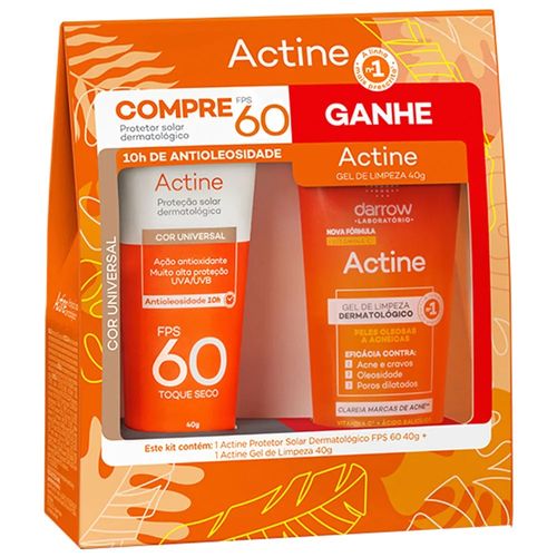 Darrow Actine Kit – Protetor Solar Facial com Cor FPS60 + Gel de Limpeza Facial Kit Darrow Actine Kit – Protetor Solar Facial com Cor FPS60 + Gel de Limpeza Facial Kit