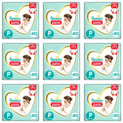 Kit 9 Fraldas Pampers Pants P.Care Mega P c/40 Unidades