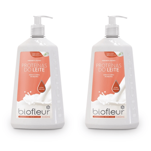 Kit c/2 Sabonetes Líquido Biofleur 1L Proteínas Do Leite