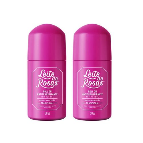 Kit c/2 Unidades de Desodorante Rollon Leite De Rosas 50ml Kit c/2 Unidades de Desodorante Rollon Leite De Rosas 50ml