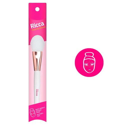 Pincel Ricca Rose Gold De Silicone Para Bases E Máscaras