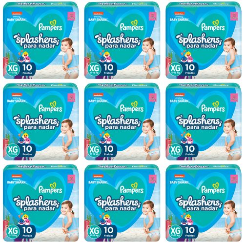 Kit 9 Fraldas Pampers Splashers G/Xg c/10 Unidades cada