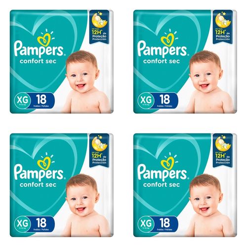 Kit 4 Fraldas Confortsec ”Xg” Pampers Simples c/ 18 Unidades cada Kit 4 Fraldas Confortsec ”Xg” Pampers Simples c/ 18 Unidades cada