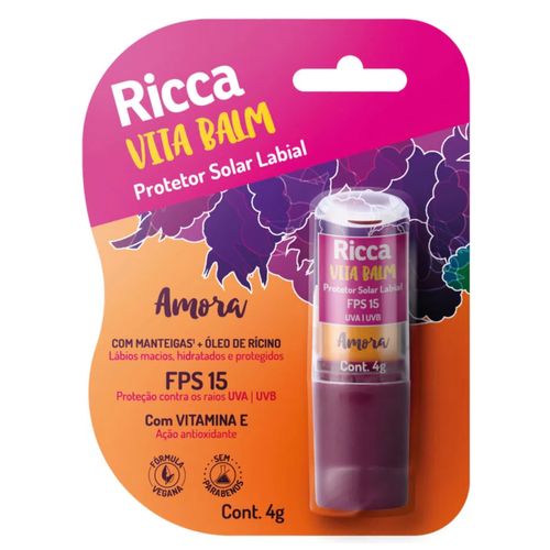 Protetor Solar Labial Ricca Fps15 Amora Blister