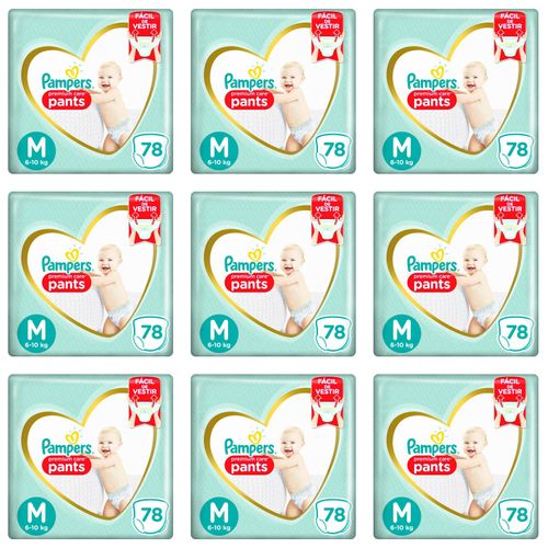 Kit 9 Fraldas Pampers Pc Pants Top M c/78 Unidades Kit 9 Fraldas Pampers Pc Pants Top M c/78 Unidades