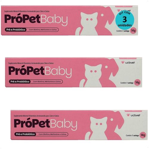 PRÓPET BABY 14G PRÉ E PROBIÓTICO PARA CÃES E GATOS UCBVET KIT COM 3 PRÓPET BABY 14G PRÉ E PROBIÓTICO PARA CÃES E GATOS UCBVET KIT COM 3
