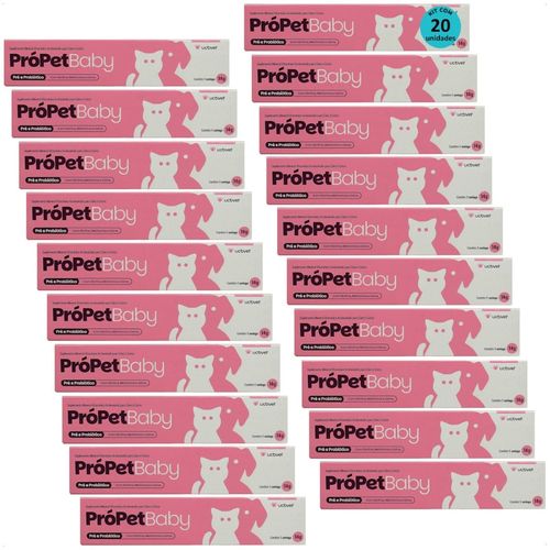 PRÓPET BABY 14G PRÉ E PROBIÓTICO PARA CÃES E GATOS UCBVET KIT COM 20 PRÓPET BABY 14G PRÉ E PROBIÓTICO PARA CÃES E GATOS UCBVET KIT COM 20