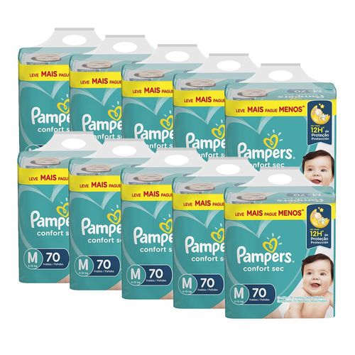 Kit Fralda Pampers Confort Sec Tamanho M com 700 unidades Kit Fralda Pampers Confort Sec Tamanho M com 700 unidades